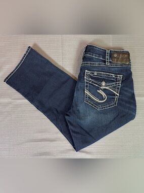 Silver Jeans Suki Mid Capri Womens 30 Dark Wash Stretch Bootcut Y2K